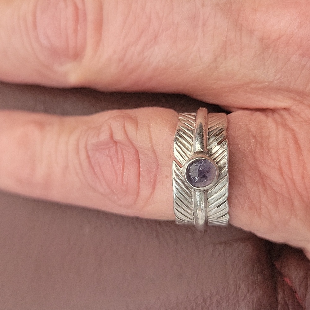 Artisan feather ring in sterling silver